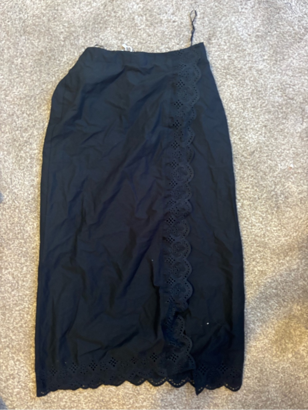 Nordstrom Black Eyelet-Trim Midi/Maxi Skirt